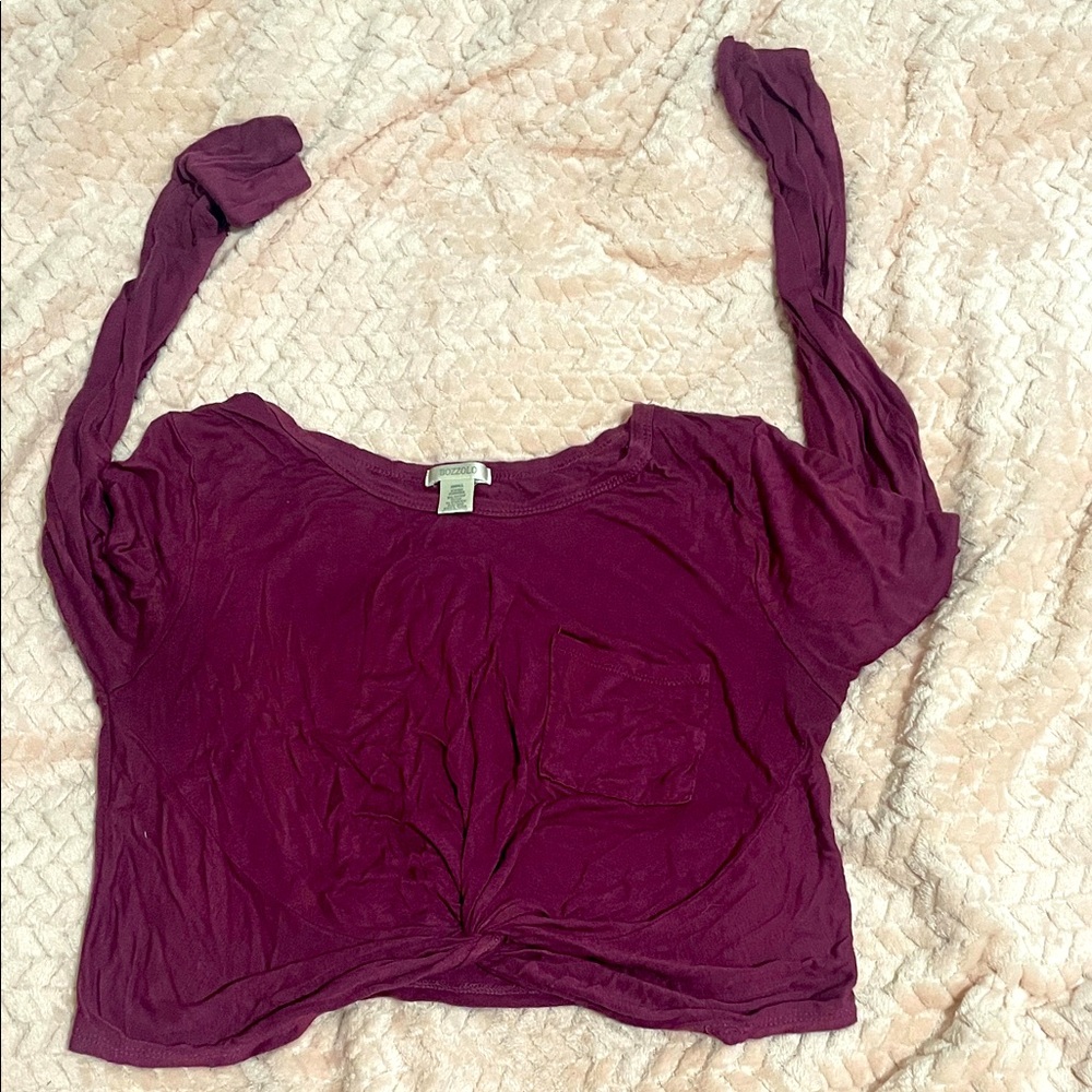 Women's Burgundy Long Sleeve Top